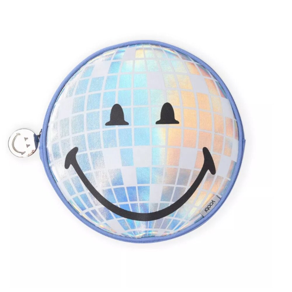 SmileyWorld Pencil Pouch | Blue Smiley Disco Ball |‎ NWT